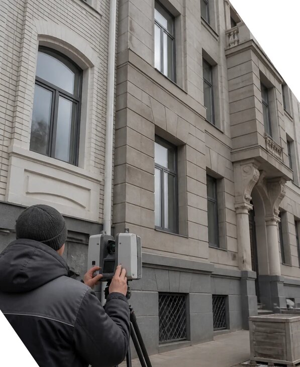 Лазерное сканирование фасадов зданий для обследования в Норильске